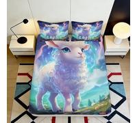 3D Printed Fantasy Sheep Fitted Sheet, Microfiber Bed Cover, Non-slip Home