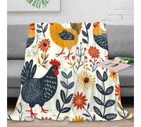 3D Printed Farm chicken art Nap Blanket Microfiber Ultra Soft Warm Bedding Vintage folk design All Season Blanket Anti Static for University Students Dorm Dwellers Young Adults 60x80inch(150x200cm)