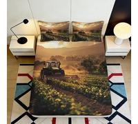 3D Printed Farm Landscape Fitted Sheet Microfiber Non-Slip Deep Pocket Rural Mattress Fitted Cover Elastic Washable Bedding 140x200x25cm
