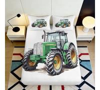 3D Printed Farm Tractor Fitted Sheet Microfiber Deep Pocket Bedroom Bedding Farm Tractor Mattress Fitted Cover Non-Slip Full Wrap Washable 140x200x25cm