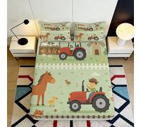3D Printed Farm Tractor Fitted Sheet Microfiber Soft Horse Barn Mattress Cover for Bedroom Guest Room Decor 90x200x25cm