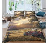 3D Printed Farm Tractor Quilt Cover, Microfiber Duvet Cover Hidden Zipper