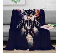 3D Printed FeatherDreamcatcher Travel Blanket Microfiber Lightweight Warm Bedding Soft BohoDecorArtStyle Nap Blanket Compact Portable Non Pilling for Campers Travellers Adults 40x50inch(100x130cm)