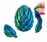 3D Printed Fidget, 7.5 Cm 3D Printed Fidgets, Sensory Focus Desk Ball for Stress Relief and Anxiety Management, Twisting Rotational Motion for Office and Travel Use, Blue Green Color Design