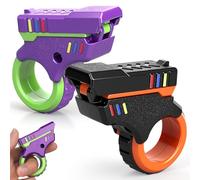 3D Printed Fidget Gun Slider Ring Toy Finger Clicker Hand Roller Sensory Fingertip Pistol Textured Spinner Flip for Stress Anxiety Pressure Relief Stocking Stuffer Gift (Orange/Purple, Plastic)