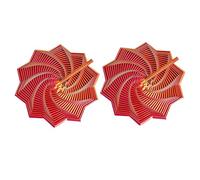 3D Printed Fidget Spinner Star with Handle, 2 Pcs Medium Size | Office Desk Sensory Toy for Stress Relief & Focus Enhancement. (Silk Red Gold)