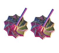 3D Printed Fidget Spinner Star with Handle, 2 Pcs Medium Size | Office Desk Sensory Toy for Stress Relief & Focus Enhancement. (Colorful No.1)