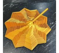 3D Printed Fidget Star with Handle - Honeycomb Spiral Fractal Sensory Toy, Stress Relief Spinning Tower, Birthday Gift for Adults gold