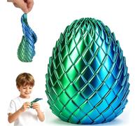 3D Printed Fidget Toy, Twisting Dragon Egg Toy, Stress Relief Focus Aid for Office and Classroom, 7.5 cm Blue Green Sensory Fidgets