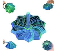 3D Printed Fidget Toy with Handle - Spiral Honeycomb Hexagon Toy - Office Desk Toy for Anxiety Management - Colorful 8.6cm Sensory Fidget Toys for Adults (Blue-Green)