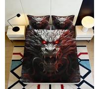 3D Printed Fierce Dragon Fitted Sheet Microfiber Soft Breathable Red Eyes Bed Cover for Bedroom Guest Room Decor Protection 90x200x25cm
