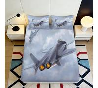 3D Printed Fighter Jet Fitted Sheet, Microfiber Bed Cover Non-slip Home