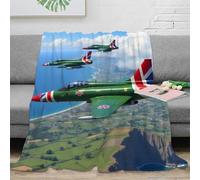 3D Printed Fighter jets Couch Blanket Microfiber Warm Soft Bedding Cosy British military aviation Living Room Throw Anti Static Wrinkle Free for Families Households Guests 40x50inch(100x130cm)