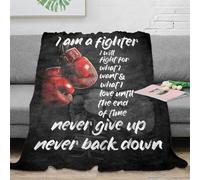 3D Printed Fighter motivation Bed Throw Microfiber Warm Soft Bedding Durable boxing inspirational Travel Blanket Compact Portable Non Pilling for Campers Travellers Families 70×80inch(180x200cm)