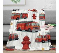 3D Printed Fire trucks scene Bed Blanket Microfiber Ultra Warm Thermal Bedding Soft Cartoon fire theme Cosy Throw Machine Washable No Shedding for Men Women Kids Households 80×90inch(200x230cm)