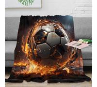 3D Printed Fireball soccer Thermal Blanket Microfiber Warm Thermal Bedding Soft Dynamic sports art Fluffy Blanket Luxurious Gift for Friends Colleagues Loved Ones 80×90inch(200x230cm)