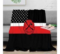 3D Printed firefighter badge Nap Blanket Microfiber Soft Warm Bedding Lightweight red black white design Travel Blanket Portable Non Pilling for Office Workers Adults Teens 60x80inch(150x200cm)