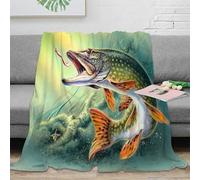 3D Printed fish attack Bed Throw Microfiber Ultra Soft Warm Bedding Nature wildlife Fluffy Blanket for Friends Colleagues Loved Ones 80×90inch(200x230cm)