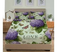 3D Printed Fitted Sheet 4ft Small Double 48x75 inch Deep Pocket 12 inch Romantic Love Theme Soft Microfibre Bedding Light Green Breathable Fitted bed sheet Suitable for Boys and Girls