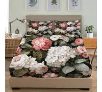 3D Printed Fitted Sheet 4ft Small Double 48x75 inch Deep Pocket 12 inch Romantic Rose Florals Soft Microfibre Bedding Multicolor Breathable Fitted bed sheet Suitable for Boys and Girls