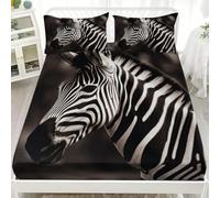3D Printed Fitted Sheet 4ft Small Double 48x75 inch - Deep Pockets 12 inch Animal Zebra Stripes Fitted Sheets Microfiber Soft Fade Resistant Breathable Black Bedding Sets for Bedroom Decor