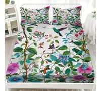 3D Printed Fitted Sheet Double 54x75 inch - Deep Pockets 12 inch Chinese Floral And Bird Paintings Fitted Sheets Microfiber Soft Fade Resistant Breathable White Bedding Sets for Bedroom Decor