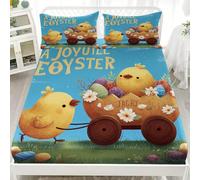 3D Printed Fitted Sheet King 60x80 inch - Deep Pockets 12 inch Easter Theme Fitted Sheets Microfiber Soft Fade Resistant Breathable Blue Bedding Sets for Bedroom Decor