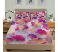 3D Printed Fitted Sheet Single 36x75 inch Deep Pocket 12 inch Romantic Ginkgo Leaf Art Soft Microfibre Bedding White Breathable Fitted bed sheet Suitable for Boys and Girls