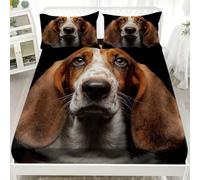 3D Printed Fitted Sheet Super King 72x80 inch - Deep Pockets 12 inch Animal Basset Hound Fitted Sheets Microfiber Soft Fade Resistant Breathable Black Bedding Sets for Bedroom Decor