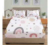 3D Printed Fitted Sheet Super King 72x80 inch - Deep Pockets 12 inch Simple Cartoon Hand Drawing Fitted Sheets Microfiber Soft Fade Resistant Breathable White Bedding Sets for Bedroom Decor