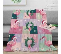 3D Printed Flamingo Christmas Cozy Throw Blanket Microfiber Warm Cosy Bedding Holiday festive design Blanket Machine Washable No Shedding Anti Static for Adults Kids Families 60x80inch(150x200cm)