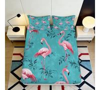 3D Printed Flamingo Decor Fitted Sheet Microfiber Non-Slip Deep Pocket Bedroom Flamingo Mattress Fitted Cover Washable Full Wrap 90x200x25cm