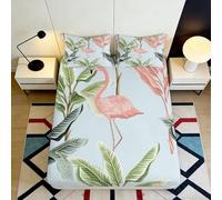 3D Printed Flamingo Fitted Sheet, Microfiber Bed Cover, Non-slip Home