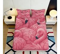 3D Printed Flamingo Microfiber Deep Pocket Fitted Sheet for Bedroom Bedding Non-Slip Flamingo Mattress Fitted Cover 90x200x25cm