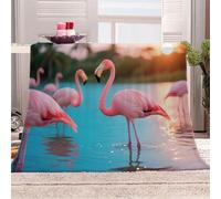 3D Printed Flamingos Reflected In The Sunset Flannel Fleece Blanket （270GSM） Animal Super Cozy 220x240 cm Queen Size Fade Resistant Home Decor Gift - Machine Washable