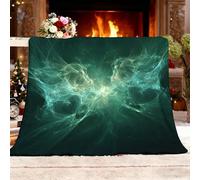 3D Printed Flannel Blanket Small Single 100x130 cm - Ultra-Soft Warm Abstract Fractal Art Fleece Throw for Bed, Office Couch & Travel, Light Green Lint-free Shrink-Resistant Gift Blankets