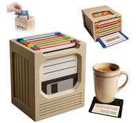 3D Printed Floppy Disk Coaster Holder, The Retro Tech Coaster Holder, Funny Writing Coasters Holders with a 90s Nostalgia Vibe for Homes Office Desk Decor