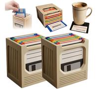 3D Printed Floppy Disk Coaster Holder, The Retro Tech Coaster Holder, Funny Writing Coasters Holders with a 90s Nostalgia Vibe for Homes Office Desk Decor