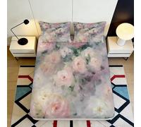 3D Printed Floral Fitted Sheet Microfiber Deep Pocket Non-Slip Bedding Floral Mattress Fitted Cover All Around Elastic Washable for Bedroom Home 160x200x25cm