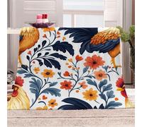 3D Printed Flowers And Leaves-18 Flannel Fleece Blanket （270GSM） Retro Floral Style Super Cozy 220x240 cm Queen Size Fade Resistant Home Decor Gift - Machine Washable