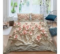 3D Printed Flowers Trees Duvet Cover Set Double size,Soft Microfiber Hypoallergenic Relief Bedding Set with Pillowcase, Quilt Cover with Zipper for Kids, Teens, Adults2e102