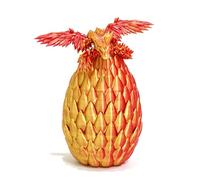 3D Printed Flying Dragon in Egg - Red Mix Gold - Surprise Egg with Flexible Winged Dragon Inside, Mystery Beautiful Fidget Toy, Birthday Gift, Desk Figure Decor