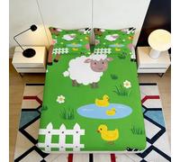 3D Printed Forest Animals Fitted Sheet Microfiber Deep Pocket Non-Slip Forest Mattress Fitted Cover for Bedroom Bedding Single（100x200cm）