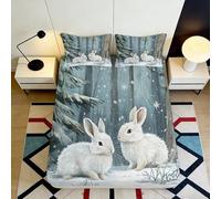3D Printed Forest Rabbit Fitted Sheet, Microfiber Bed Cover, non-slip, home