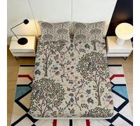 3D Printed Forest Tree Microfiber Fitted Sheet Deep Pocket Non-Slip Bedroom Bedding Leaves Mattress Fitted Cover Home Washable 90x200x25cm