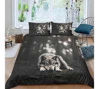 3D Printed Forest Wolf Duvet Cover 200x200 3PC Duvet Set with Zipper Closure and 2 Pillowcases 50x75 Wild Animals Soft Breathable Microfiber Bedding Set h-3273