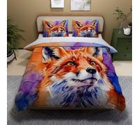 3D Printed Fox Duvet Cover Double 3 Pieces 200x200cm Animals Fox Bedding Set with Hidden Zipper Soft Microfiber Comforter Quilt Cover with 2 Pillowcase 50x75cm（XXX 5-4）