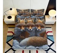 3D Printed Fox Forest Fitted Sheet Microfiber Anti-Slip Bed Cover for Bedroom Guest Room Mattress Protection Decor 90x200x25cm