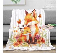 3D Printed Fox mother tender Lounge Throw Soft Warm Bedding Breathable Watercolor animal art Living Room Throw Non Pilling Fade Resistant for Students Gamers Movie Nights 70×80inch(180x200cm)