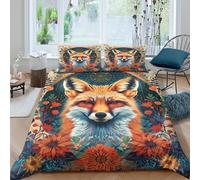 3D Printed Fox portrait Duvet Cover Premium Polyester Fantasy art style Comforter Cover Shrink Resistant Stain Resistant Soft Comfortable Machine Washable for Home Use King（220x240cm）